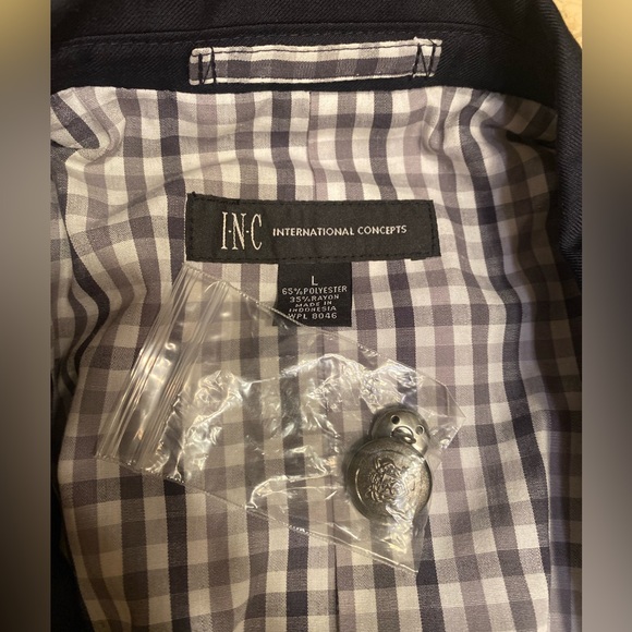 INC International Concepts Midnight Blue Blazer with Detailed Skull Crest - Picture 3 of 6